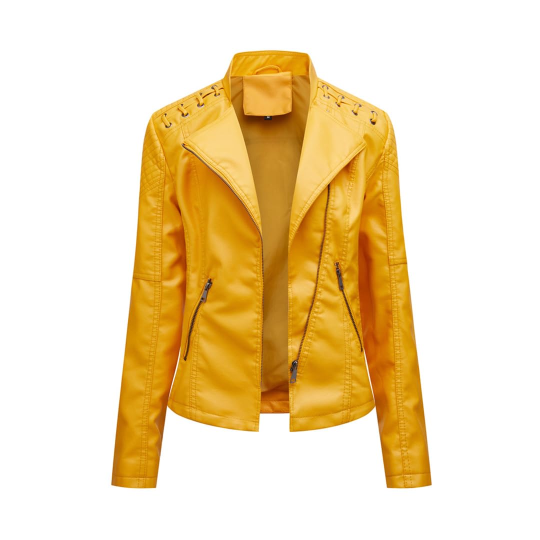 Giacca In Pelle PU Autunnale Cappotto Corto Da Donna Manica Lunga Colletto Alla Coreana Giacca In Ecopelle Con Cerniera