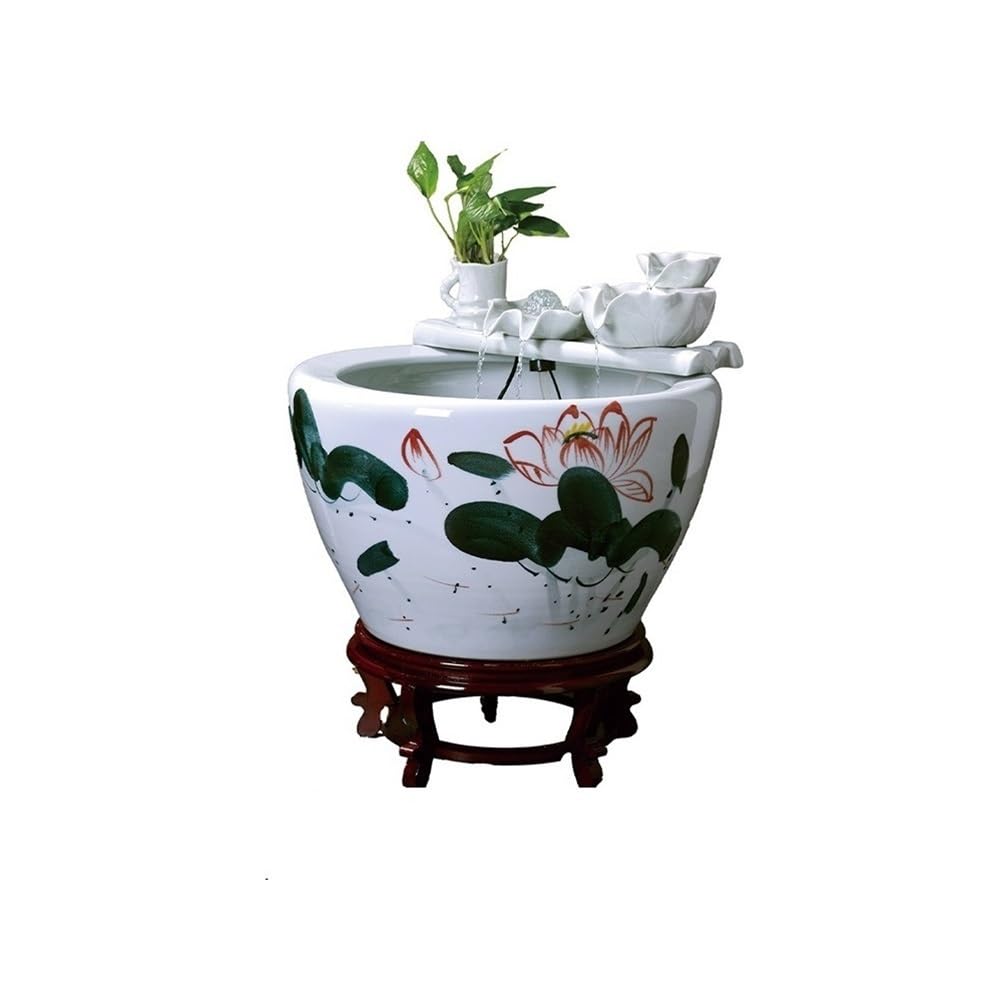 water feature Waterfall Fountain Indoor Tabletop Water Ceramic Fish Tank for Office