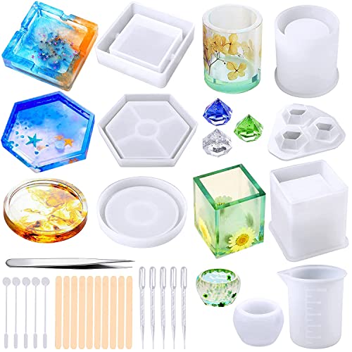 Epoxidharz Formen Resin Silikonform 29Stk Gießharz Set Stifthalter...