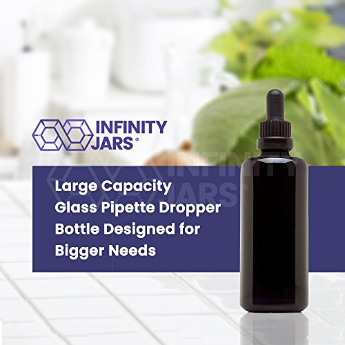 Infinity Jars 100 Ml (3.4 Fl Oz) Black Ultraviolet Glass Bottle W/ Glass Eye Dropper #TOP2