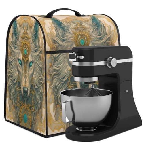 Coffee Maker Cover Vintage Bohemian Wolf Kitchen Appliance Covers Small Appliance Covers Blender Cover Juicer Cover Dust Covers for Kitchen Appliances with Top Handle and Pockets,Washable,B775