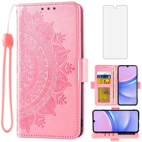 Coque Samsung A15 étui portefeuille anti-rayure verre trempé inclus pour écran