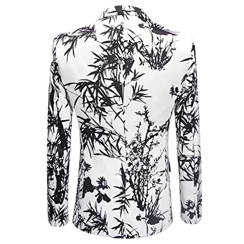 Two Piece Men's Wedding Suit Two Piece Black Print Slim Fit Stand Up Tuxedo Best Men4