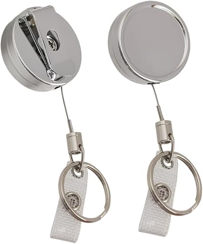 WENSUNNIE - Carretes retráctiles para insignias resistentes con cable de metal carrete de identificación de metal para enfermera tarjetero retráctil
