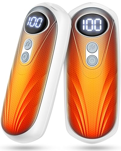 Funaudio Hand Warmers Rechargeable 2 Pack - 6000mAh Electric AI Handwarmers with LED Display, 5-Level, 2 in 1 Portable Heater, Warm Gifts for Women/Men/Golf/Camping/Hunting/Travel/Outdoor/Indoor