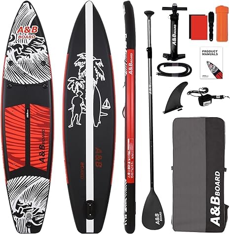 Tabla de Paddle Surf Hinchable con Accesorios Premium - A&BBOARD, Mochila Viaje ISUP, Doble acción Bomba, Gran Estabilidad y Resistencia, Ultraligera para Todos Niveles de dificultad