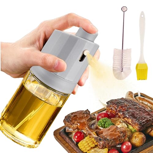 Botella de aceite para cocinar, 230 ml, de grado alimenticio, transparente, con cepillo, pulverizador de aceite de cocina, para hornear, freír, barbacoa, cóctel, vinagre, mantequilla, limpieza