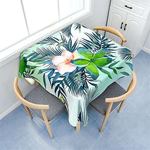 Morbuy Manteles Cuadrados Antimanchas,Patrón Hojas de Plantas Mantel Impermeables Manteles de Cocina Lavable para Restaurante Comedor Cumpleaños Fiesta Jardín Picnic (Flores Rosadas,90x90cm)
