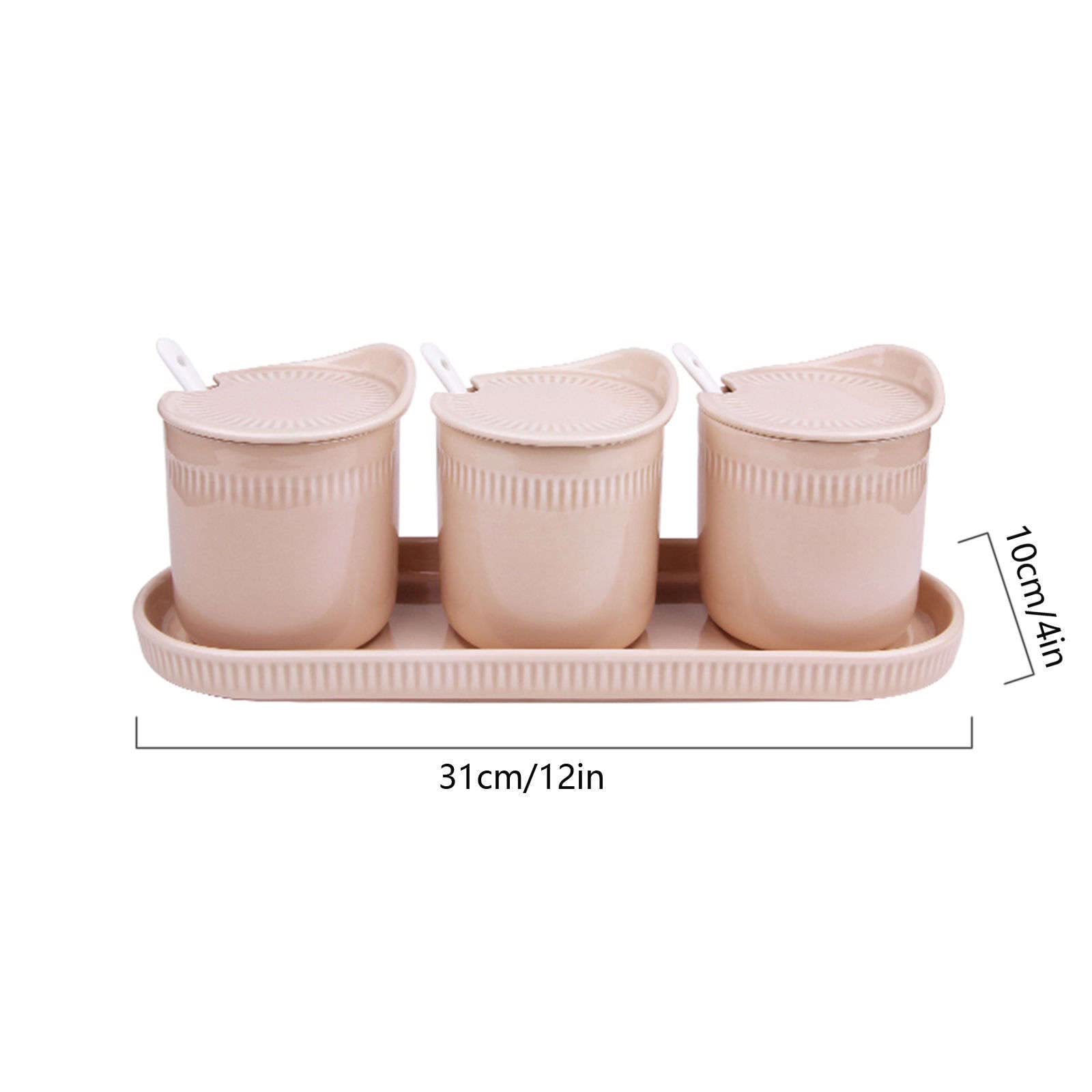Tarro de especias de porcelana, azucarero, azucarero con tapa, bote de condimento for salero de azúcar, tarro de almacenamiento de azúcar, azucarero, recipiente de azúcar, tarro de especias-rosa-300ML