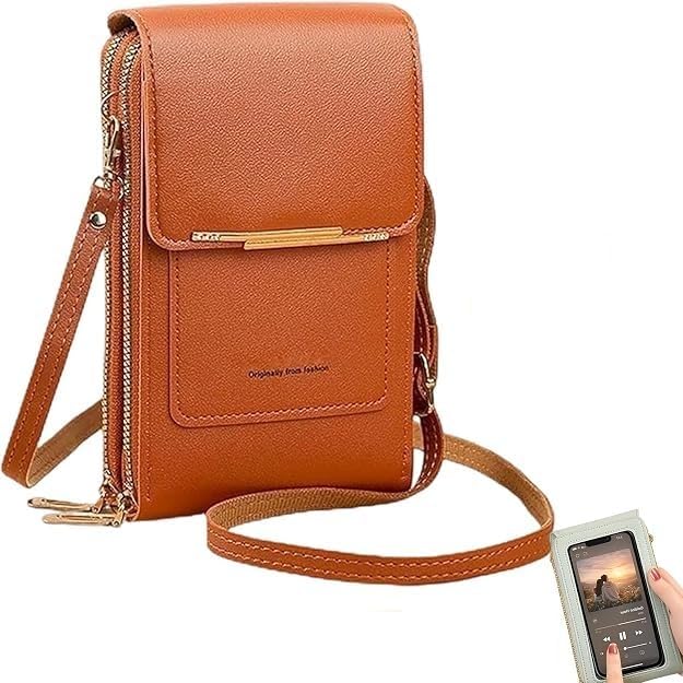 Women's Touch Screen Mobile Phone Messenger Bag, RFID Leather Crossbody Wallet Purse, Anti-Theft Shoulder Strap-picture-15