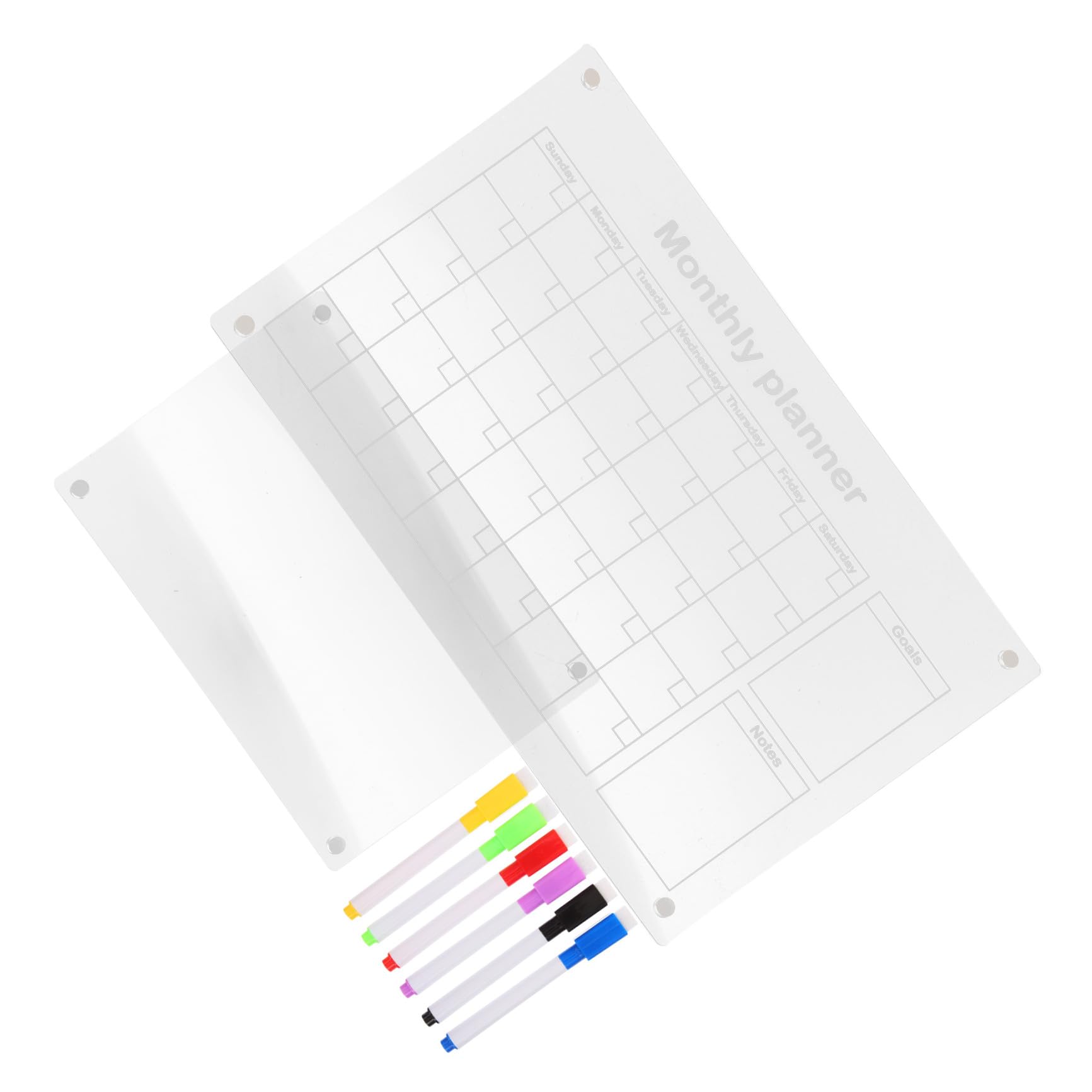 TEHAUX Magnetischer Acryl Kalender Kühlschrank Abwischbar Dry Erase Board Monatsplaner mit Whiteboard-markern Wiederverwendbar für Familienorganisation und Küchenplanung