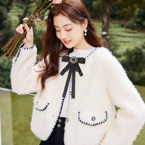 Image of Lace Ribbon Bow Tie Brooch Rhinestone Pearl Necktie for Girl Women Fashion jabot collar brooch pins Pre-Tied Corsage