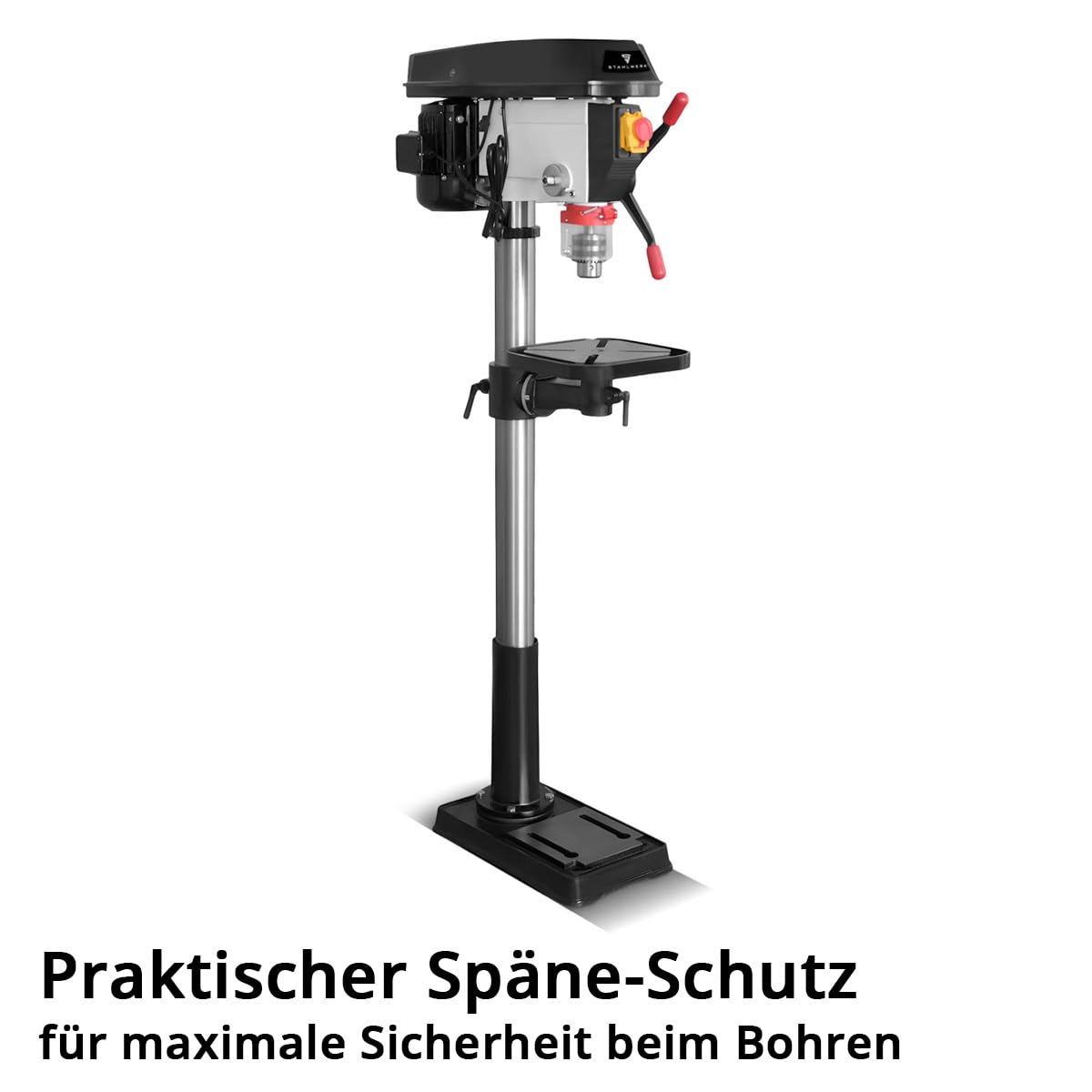 STAHLWERK Säulenbohrmaschine 900 W – Bohrdurchmesser Ø 5-20 mm, 280-2.380 U/min, präzise Standbohrmaschine für Heimwerker und Metallbauer, robuster Bohrtisch und Metallfuß für stabilen Stand