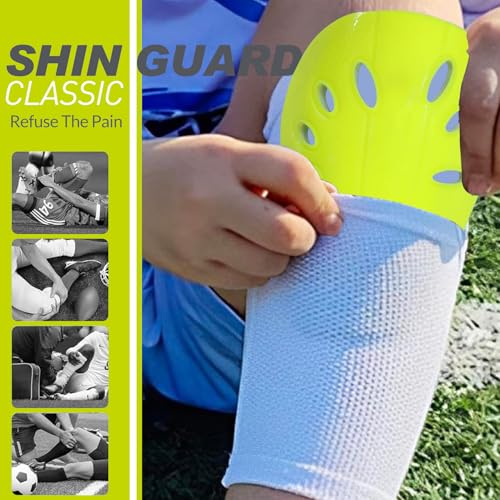 Image of GISCO Premium Soccer Shin Guards for Youth & Adults | Lightweight Football Shin Pads | Protective Soccer Gear for Training & Matches (F. Yellow, Medium)