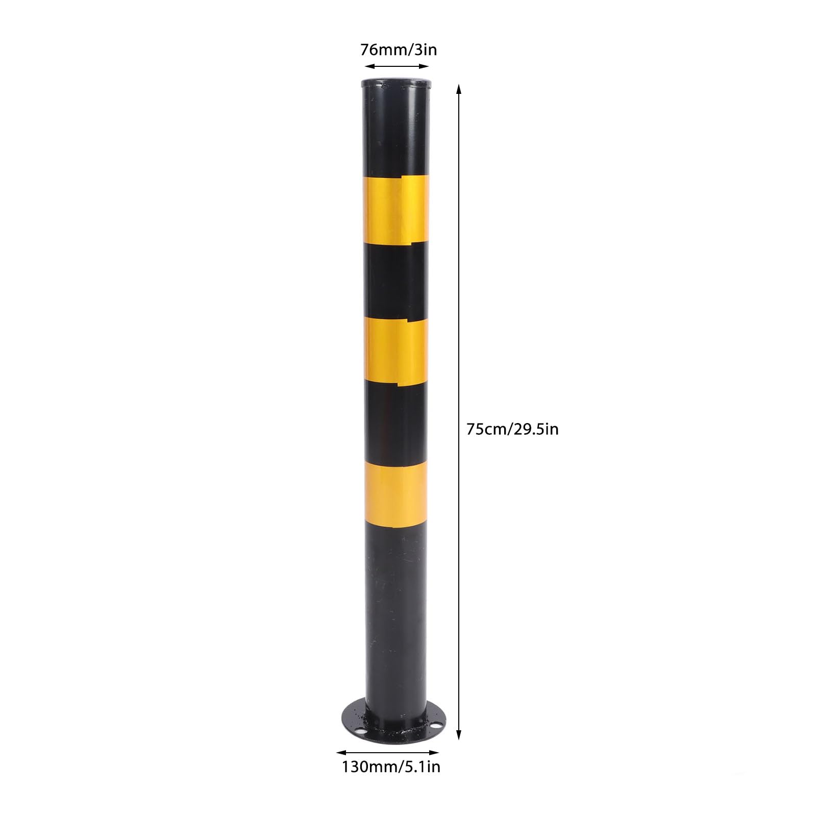 Bolardos de seguridad de 75 cm Poste de barrera de estacionamiento de acero laminado en frío Tubo de barrera de estacionamiento con color de advertencia brillante para señalización de peligro Contro