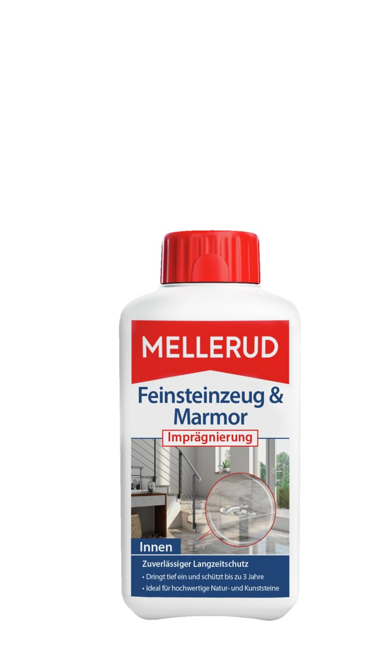 MELLERUD Marmor & Feinsteinzeug Imprägnierung | 1 x 0,5 l | Effizientes Mittel zum Schutz vor Verschmutzungen von Natur- und Kunststeinen im Innen- und Außenbereich