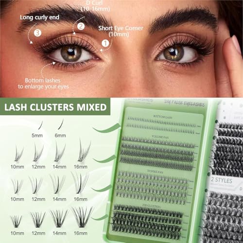Image of MAYCREATE Lash Clusters Kit Individual Lashes Multi-type Mixed DIY Lash Extensions Kit with Bottom Lashes, 7D Spike Fans, 20D Cluster Lashes for DIY Lash Extensions at Home