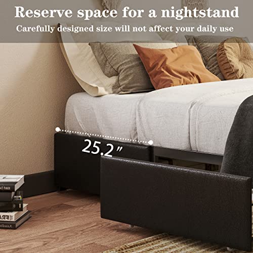 Anctor King Bed Frame With 4 Drawers, Faux Leather Upholstered Platform Bed, Bed With Storage No Box Spring Needed,Metal Slats Support, Easy Assembly #TOP3
