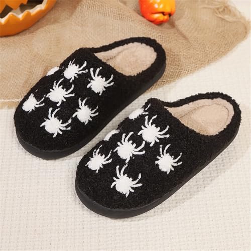 Halloween Slippers For Womens Spooky Pumpkin Ghost Cute Cozy Plush Warm Slip-On House Shoes Indoor Outdoor Non-Slip Slipper2