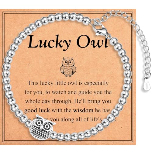 EYQV Owl Gifts for Women Owl Bracelet Good Luck Gift for Women Girls Birthday Mothers Day Christmas Gifts for Mum Grandma Sister Daughter Granddaughter
