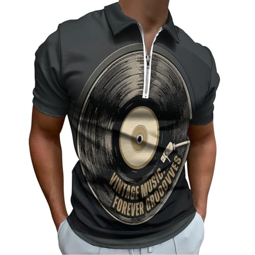 Polo homme manches courtes en vinyle rétro pour un look d'été décontracté chic