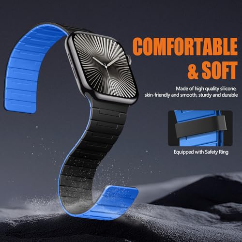 Image of SNBLK Magnetic Watchband Compatible with Apple Watch for Men 44mm 45mm 46mm 49mm 42mm 41mm 40mm 38mm Women, Silicone Sport Strong Magnet Strap for iWatch Series 11 Ultra 3 Ultra 2 Se 10 9 8 7 6 5 4 1