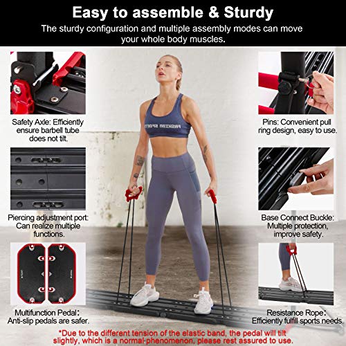 AVAH Portable Home Gym,Foldable Multi-Fit Bench Total Body Training Home Gym with Resistance Bands Bar and Push up Handles Muscle Build Exercise Equipment for Men/Women