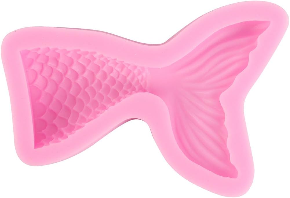 ScivoKaval Silicone Mermaid Tail Mold Baking Cake Decoration Jelly Sugar Craft Chocolate Fondant Gumpaste Pastry Clay Candy Making Ice Cube Tray Fimo Soap Molds Large and Small Set of 2
