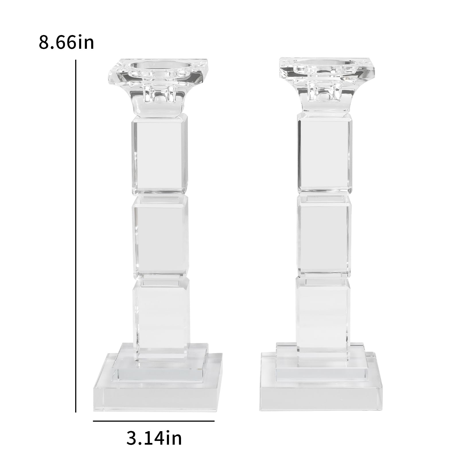 Kristall Kerzenhalter Set, 2 Stück, Dual-Use für Stumpenkerzen & Teelichter, Moderner Leuchter mit elegantem Design als Tischdeko für Hochzeit, Wohnzimmer & Restaurant