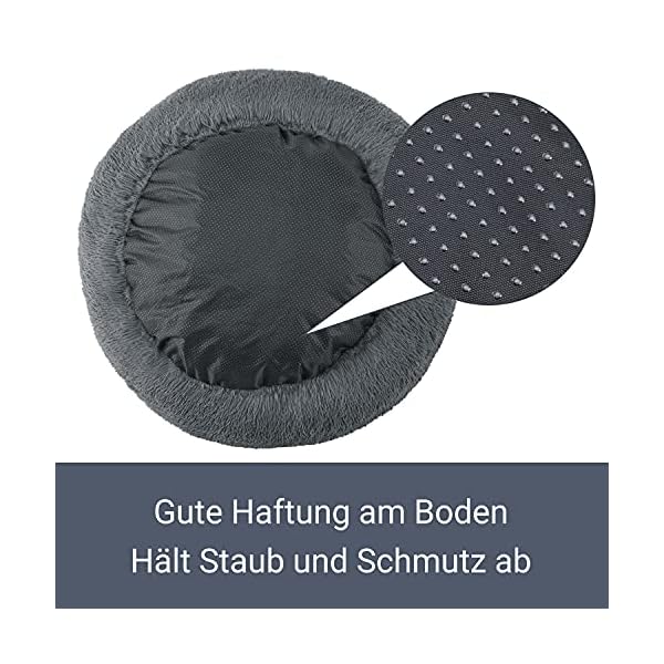 Juskys Haustierbett Monty XL 80 cm rund Donut flauschig, rutschfest & waschbar - Hunde & Katzen Dunkelgrau Hundebett Katzenbett Hundesofa Hundecouch – Bild 8