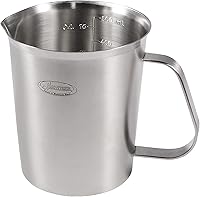 Newness Upgraded Stainless Steel Measuring Cup with Handle - 16oz (2 Cup, 500ml) OZ/ML/Cup Scales, Durable Kitchen Tool