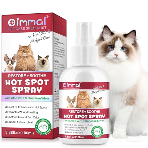 Smddx Vet-Recommended Cat Hot Spot Spray 100ml | Quantum Silver & Herbal Formula | Anti-Itch Skin Recovery Spray | Lavender Calming | Alcohol-Free Wound Care for Kittens & Cats
