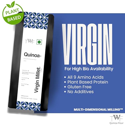 Image of TWF Virgin Quinoa Flour 1kg pack | Quinoa Atta | Stone Ground | Gluten-Free Atta | High Protein & Fiber | Complete Plant-Based Protein | Supports Gut Health, Immunity & Weight Management | Superfood Flour | No Additives or Preservatives