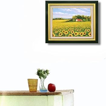 油絵 油彩 油彩画 絵 絵画【夏の向日葵畑】F4号 油絵 油彩 油彩画 絵 絵画【夏の向日葵畑】 | HIROSHI1990
