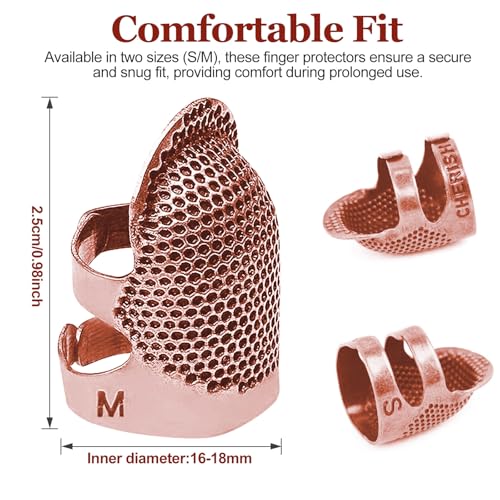 Image of Thimbles for Hand Sewing, Sewing Thimble Kit, Metal Finger Protectors, Thimble Ring for Hand Quilting and Embroidery(Rose Gold,1Pcs,Medium)