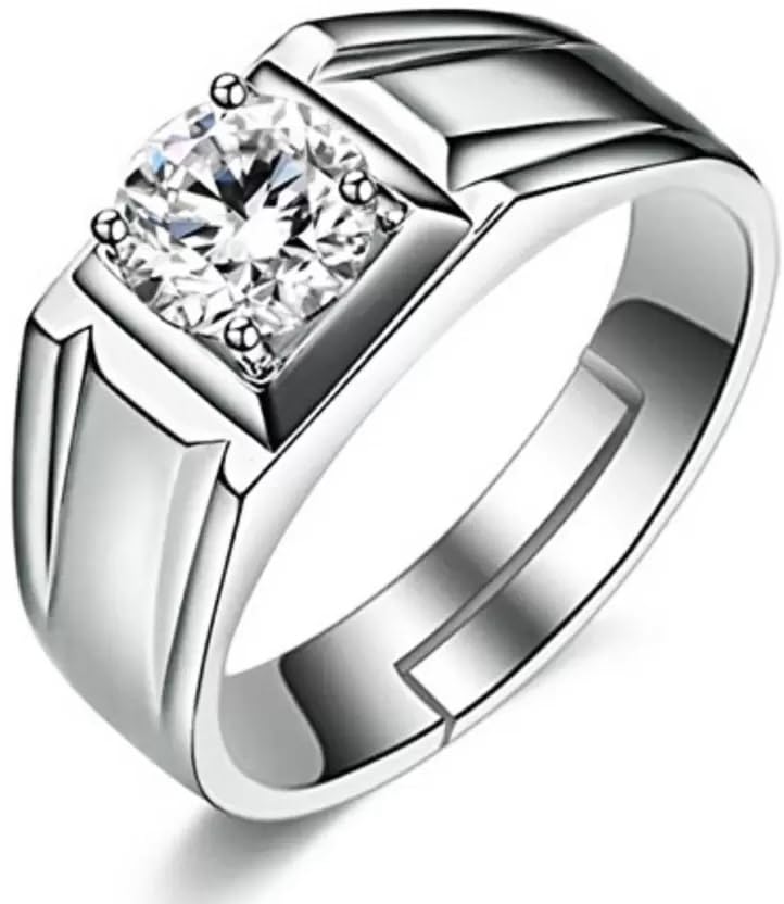 MEENAZ Ring for Men Mens couples gents Boys Boyfriend Friends American diamond AD CZ stone thumb Band Stylish proposal Adjustable Silver Finger ring Platinum combo Valentine gifts Anniversary 343 (B0CCVWGSSQ) Amazon Price History, Amazon Price Tracker