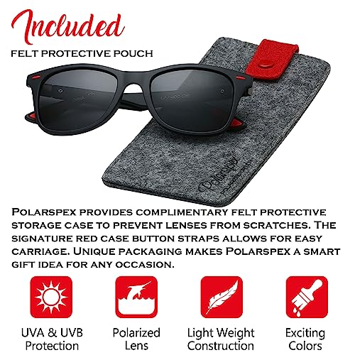 Image of PolarSpex Polarized Sunglasses for Men and Women | UV Protection, Durable Lightweight Frame, Retro Style, Felt Carrying Case, Clear Vision for Driving, Fishing & Everyday Wear.