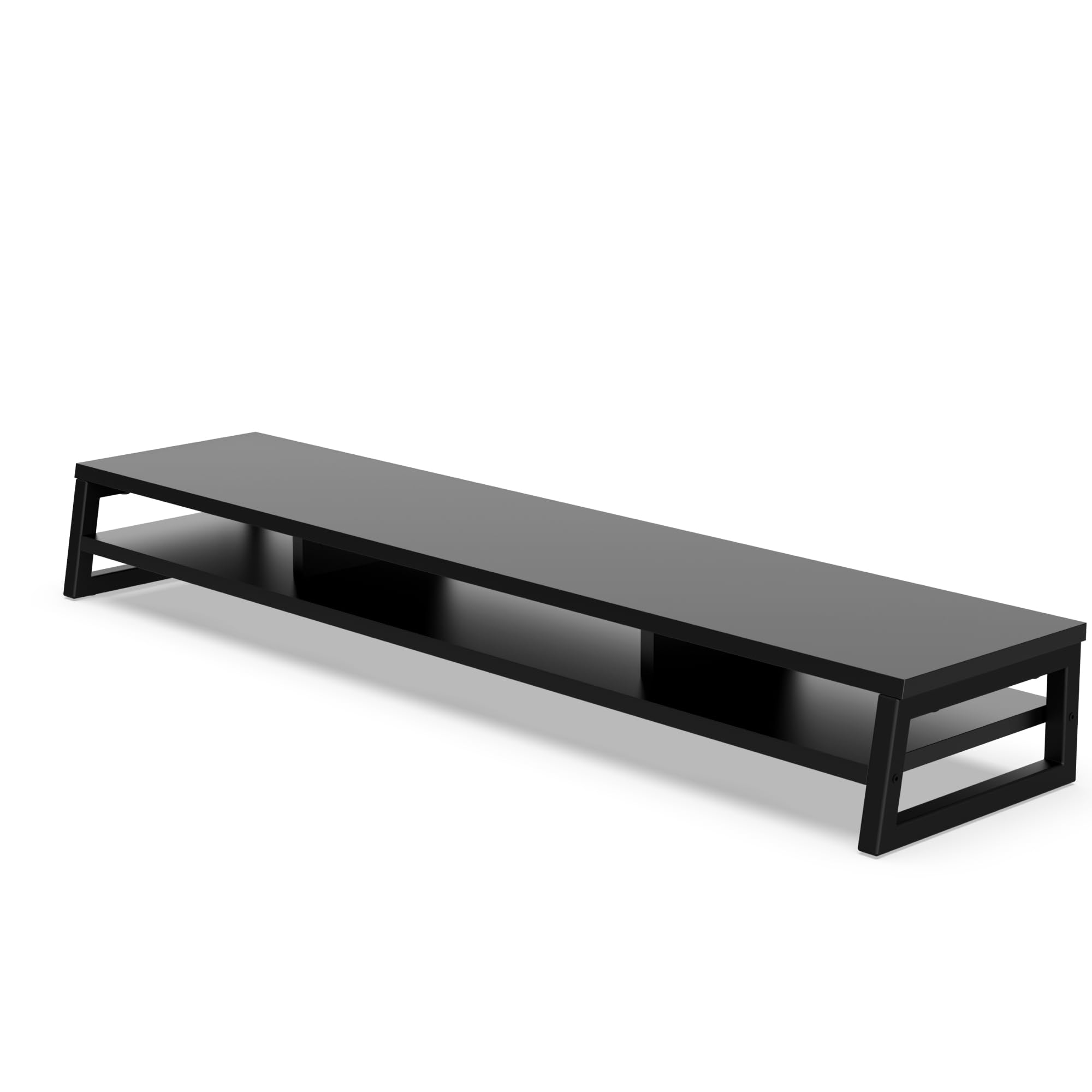 Fenge podwójny stojak na monitor Riser 108 cm duży stojak na ekran komputera do PC/laptopa/faksu/drukarki/telewizora, organizer na biurko, nośność 45 kg (czarny)