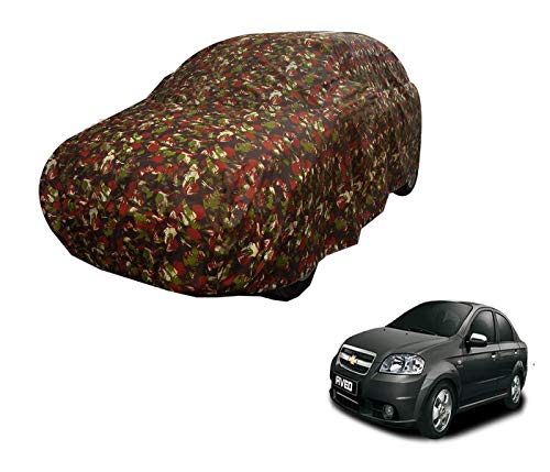 Image of Auto Hub Car Cover Compatible with Chevrolet Aveo with Weather Proof, Triple Stitched, Aveo Car Cover Jungle Look