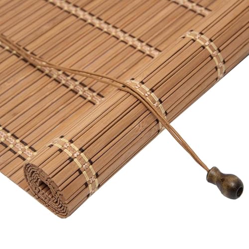 Bambusrollo Ohne Bohren Bambus Rollo Aussenbereich 40 50 60 70 80 90 100 110 120 140 160cm Bambus Jalousien Innen Sonnenschutz Wetterfest Bambus Raffrollo Für Fenster Und Türen(Carbonized A)