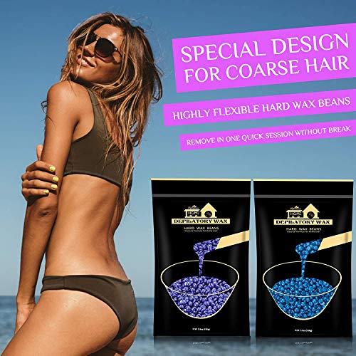 Lifestance Waxing Kit Hair Removal Wax Warmer Kit with Moisturizing Lavender Formulas Hard Stripless Wax Beads (17.5oz) Relaxing Wax Kit for Legs, Face, Underarm, Bikini, Brazilian