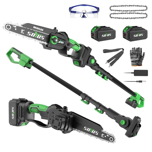 Image of SOYUS 2-IN-1 Cordless Pole Saw & 8-Inch Mini Chainsaw with 2x 3.0Ah Battery