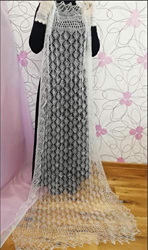 Hand knit Russian scarf, White Orenburg shawl, Wedding shawl, Bridal cape, Lace goat down cover up, Woolen wrap, Stole, Kerchief, Platok