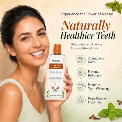 Image of Dr.Dento Clove Mint Oil Pulling | Ayurvedic Kavala (Gargling) Gandusha (Oil Holding) Oral Detox | Sesame, Coconut & Clove Oil Blend | Alcohol-Free & Vegan | Fresh Breath & Healthy Gums (300ml)