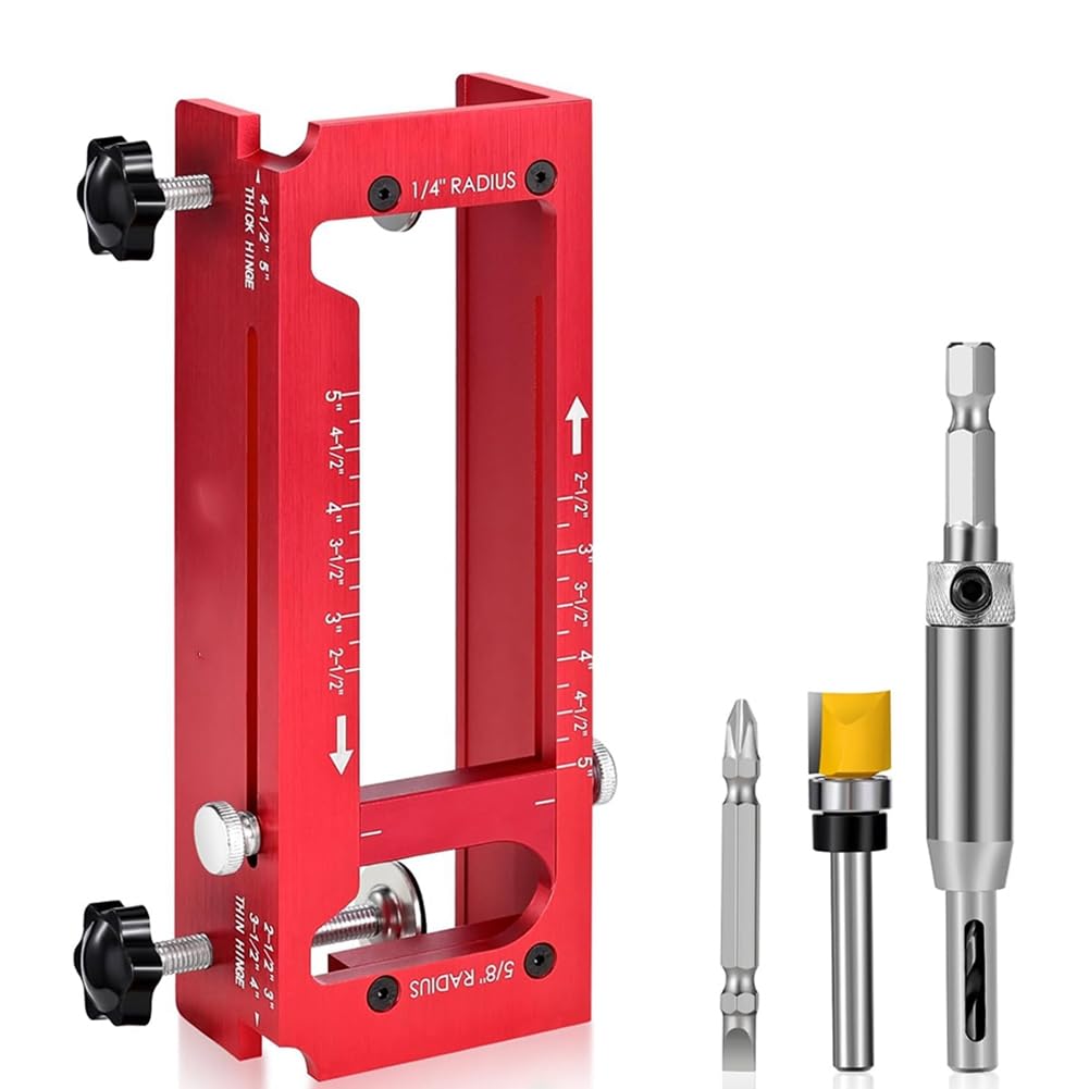 Udsknv[Ksl As Shown Aluminum Alloy Door Hinge Jig Adjustable Template Kit Mortise 2.5" To 5" Length& Thicknesses