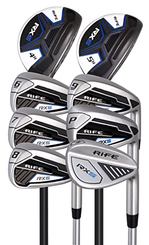 Rife Golf Mens Regular Flex Stainless Steel Shafts RX5#6-SW Iron Set + RX5#4 Hybrid & #5 Graphite Shaft Hybrid Woods Golf Clubs