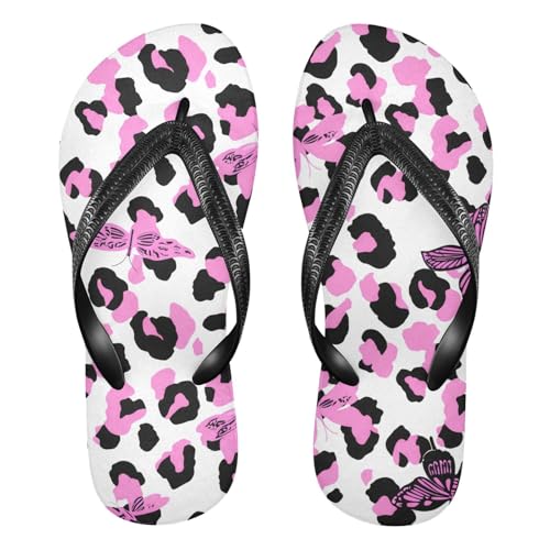 Colorful Leopard Pink White Flip Flop Beach Summer Casual Sandal for Women & Men Shower Shoes 20861876