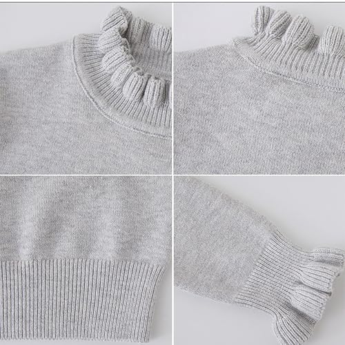 Girls Long Sleeve Crew Neck Pullover Cute Ruffle Knit Sweaters Kids Loose Fit Drop Shoulder Top Fall Winter Clothes2