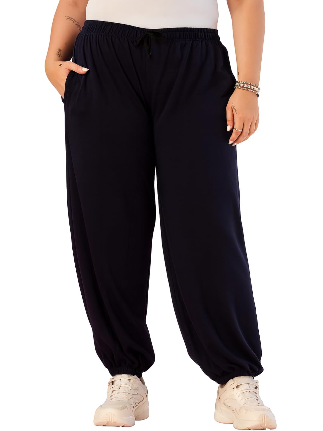 alza Women's Cotton Oversized Joggers with Utility Pockets – Loose Fit High Waisted Track Pants for Gym, Yoga & Travel – Lightweight All-Season Lounge Sweatpants-picture-45