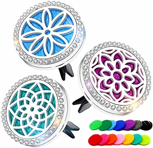 Murimt 3 Pcs Aromatherapy Essential Oil Bling Car Diffuser Vent Clips,Novelty Unstoppable Fresh Pack Stainless Steel Locket Car Gifts Air Fresheners for Women Girl